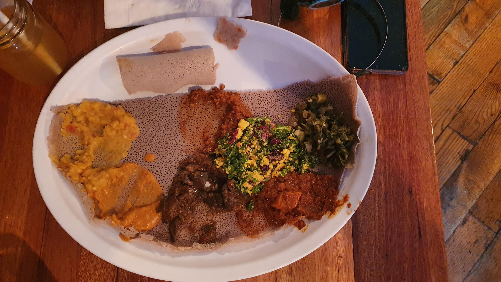 Vegan Ethiopian food at Bunna Cafe in Bushwick, New York